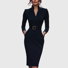Grace - Classic Belted Pencil Dress