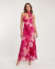 Najem | Watercolor Print Sleeveless Deep V Midi Dress