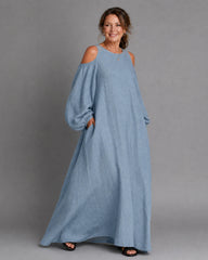 Sylphine | Cold Shoulder Balloon Sleeve Relaxed Maxi Dress
