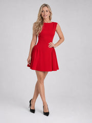 Felicity | Sleeveless Structured Flared Skirt Mini Dress