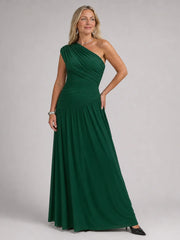 Evadra | One Shoulder Draped Bodice Maxi Dress