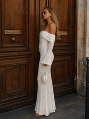 Isome | Off Shoulder Fitted Silhouette Maxi Dress