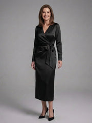Alouette | Long Sleeve Wrap Tie Midi Dress