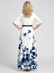 Eliza | V Neck Short Sleeve Floral Maxi Dress