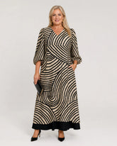 Vimera | Abstract Wave Print Casual Pocket Midi Dress