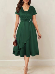 Hilda™ - Elegant Rhinestone V-Neck Evening Dress