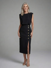 Anouk | Cap Sleeve Asymmetric Midi Dress