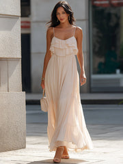 Layered Ruffle Spaghetti Strap Tiered Maxi Dress