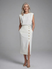 Anouk | Cap Sleeve Asymmetric Midi Dress