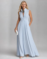 Virelia | Sleeveless Collared Flowing Wide Leg Jumpsuit