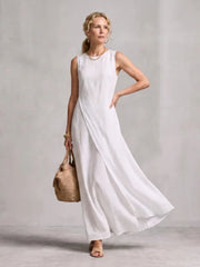 Hyacinth | Asymmetric Layered Round Neck Maxi Dress