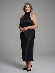 Rivelle | Halter Draped Midi Dress