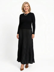 Fawn | Knit Top Pleated Skirt Midi Dress