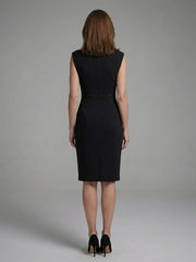 Faelina | Sleeveless Keyhole Ruched Midi Dress