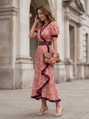 Maia | Wrap Style Puff Sleeve Midi Dress