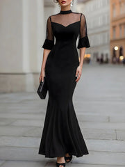 Polka Dot Mesh Mermaid Evening Gown
