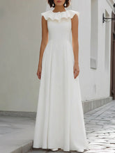 Ruffle Neck Sleeveless A-Line Maxi Dress