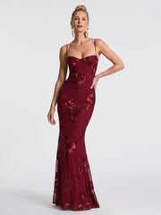 Pax | Embroidered Strap Fitted Maxi Dress