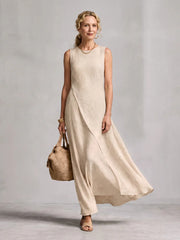 Hyacinth | Asymmetric Layered Round Neck Maxi Dress