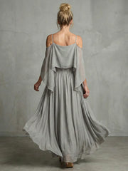 Marisol | Layered Drape Cold Shoulder Top Wide Leg Set