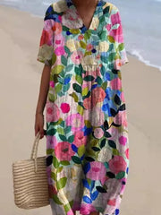 Margaret | Short Sleeve Floral Midi Dress