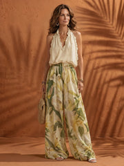 Solange | Halter Neck Blouse Floral Wide Leg Set