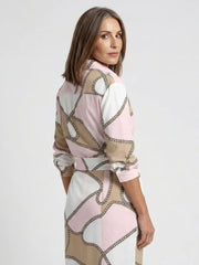 Nadine | Long Sleeve Printed Midi Wrap Dress