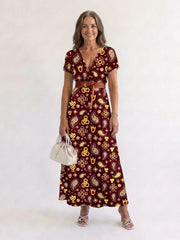 Lyra | Elegant Floral V-Neck Midi Dress