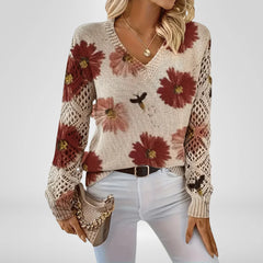 Ava – Blooming V-Neck Knit Sweater