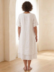 Cressida | Layered Short Sleeve Midi Dress