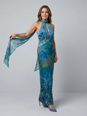 Juniper | Keyhole Halter Sleeveless Maxi Dress