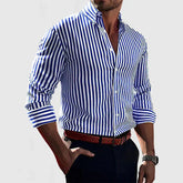 Ethan – Classic Blue Striped Button-Down Shirt