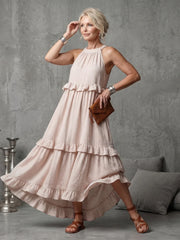 Katia | Tiered Ruffle Halter Maxi Dress