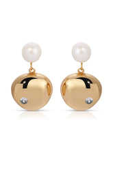 Large Pebble and Pearl Dangle Earrings