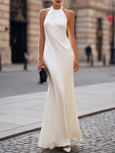 Halter Neck Draped Fluid Column Maxi Dress