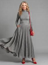 Lana | Long Sleeve Turtleneck Defined Waist Midi Dress