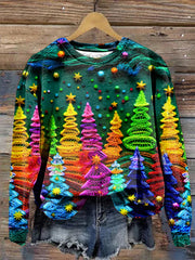 Women'S Christmas Tree Print Long Sleeve Sweatshirt