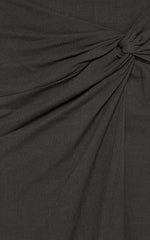 Gibson Two Piece Top and Skirt Set - Linen Crop Top and Knot Front Midi Skirt Set in Black