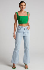Pellar Top - Square Neck Corset Top in Green