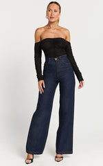 Phoenix Top - Ruched Off Shoulder Top in Black