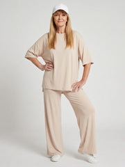 Ramse | Short Sleeve Oversized Top And Wide Leg Pants Set