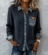 Bibianna - Long Sleeve Shirt With Denim Patchwork