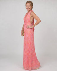 Serah | Pleated Halter Neck Sleeveless Maxi Dress
