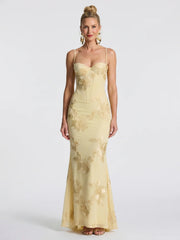 Pax | Embroidered Strap Fitted Maxi Dress
