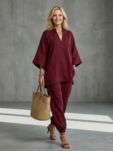 Georgiana | V Neck Tunic Gathered Trouser Set
