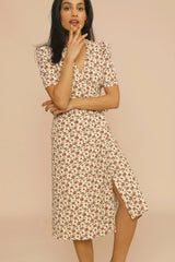 Midi Dress - Floral, V-Neck