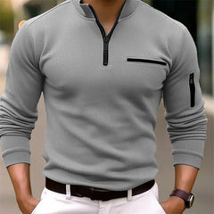 Mason – Zip Detail Ribbed Long Sleeve Top