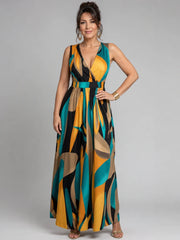 Zarela | Sleeveless Abstract Print Maxi Dress
