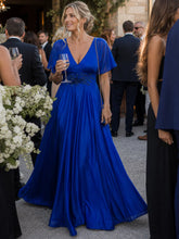 Orelia | Short Sleeve V Neck Flowing Maxi Dress