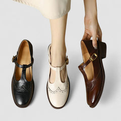 Andrea – Vintage T-Strap Leather Shoes